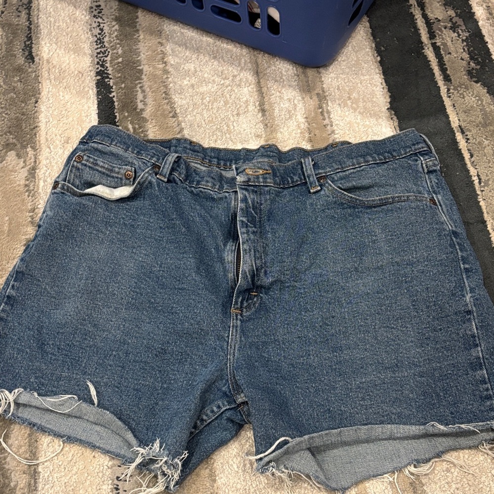 Wrangler Blue Distressed Jean Shorts
